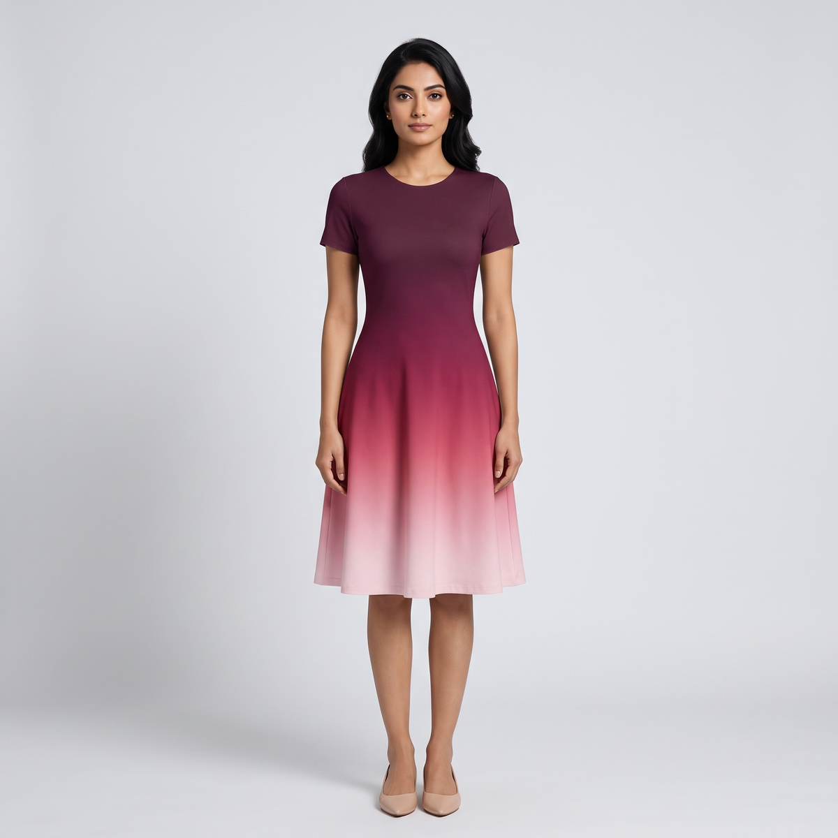 Crimson Hues A Line Dress