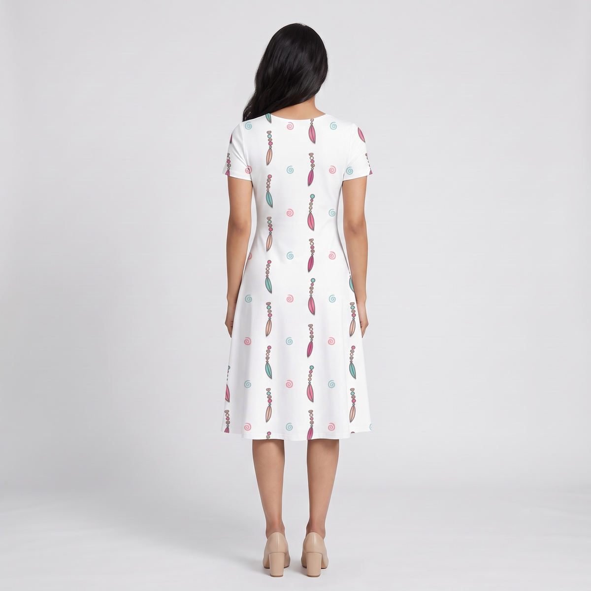 Ethnic Bohemian Leaves Earrings All Over Print A Line Dress