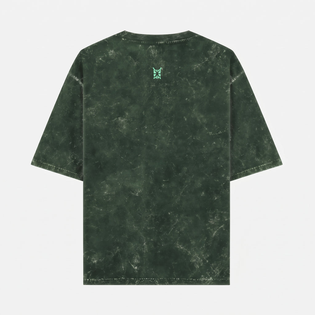 Acid Washed Grunge Arc Bottle Green Oversized T-Shirt (Unisex)
