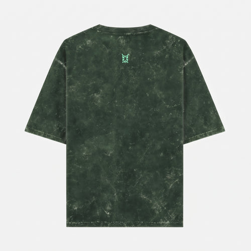 Acid Washed Grunge Arc Bottle Green Oversized T-Shirt (Unisex)
