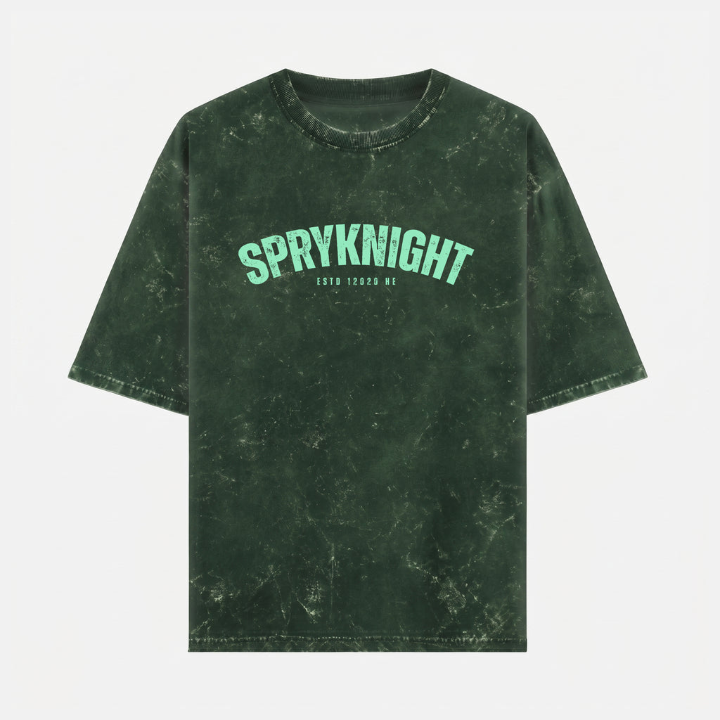 Acid Washed Grunge Arc Bottle Green Oversized T-Shirt (Unisex)