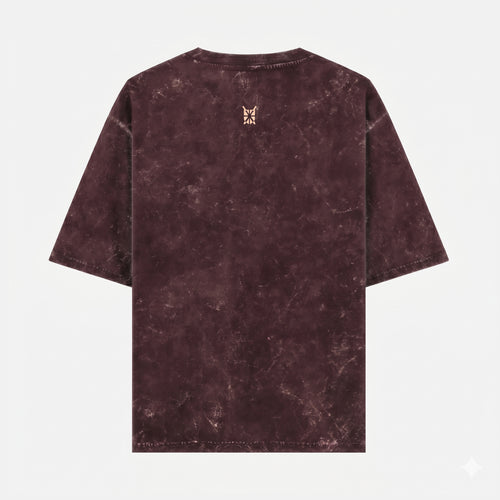 Acid Washed Grunge Arc Maroon Oversized T-Shirt (Unisex)