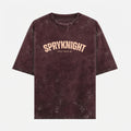 Acid Washed Grunge Arc Maroon Oversized T-Shirt (Unisex)
