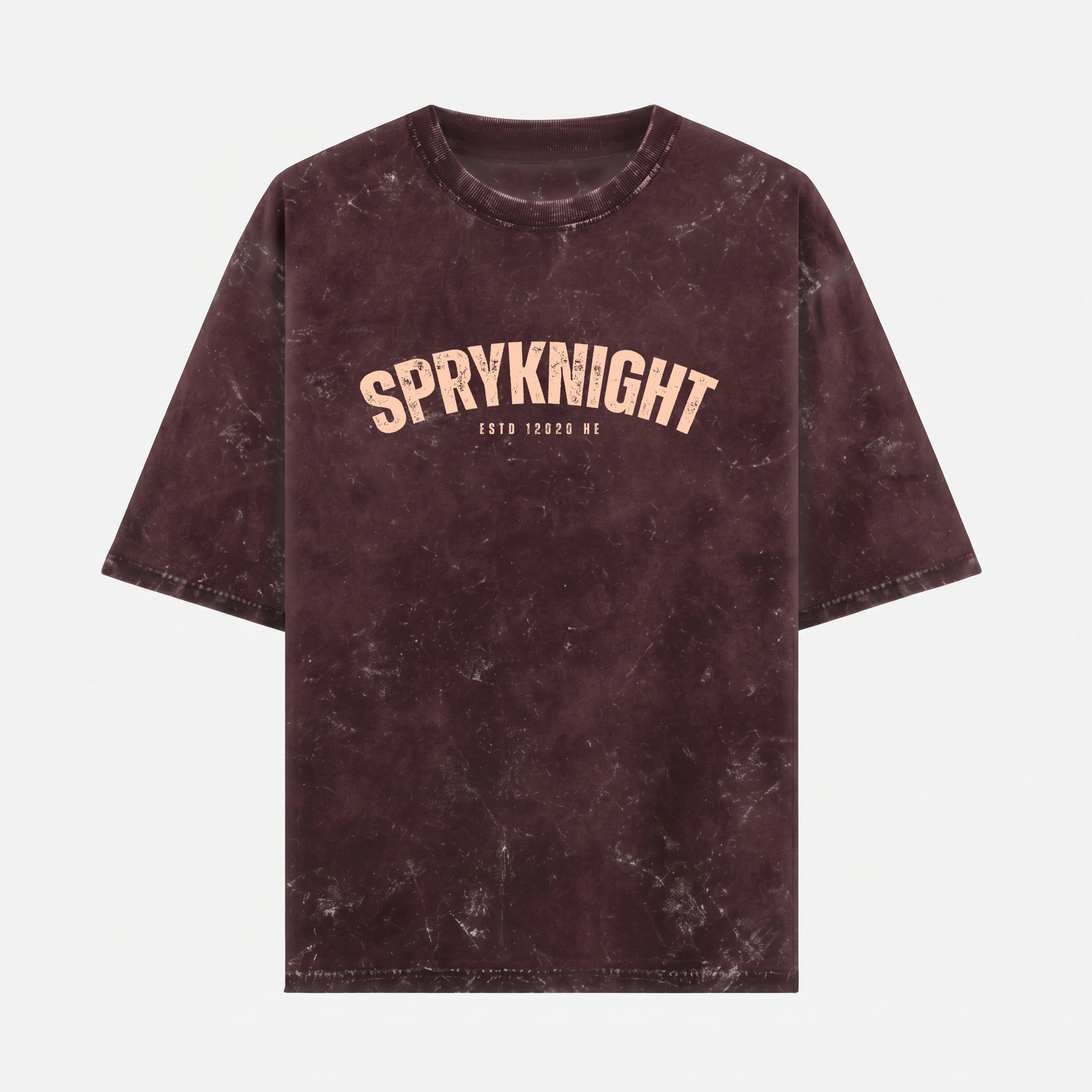 Acid Washed Grunge Arc Maroon Oversized T-Shirt (Unisex)