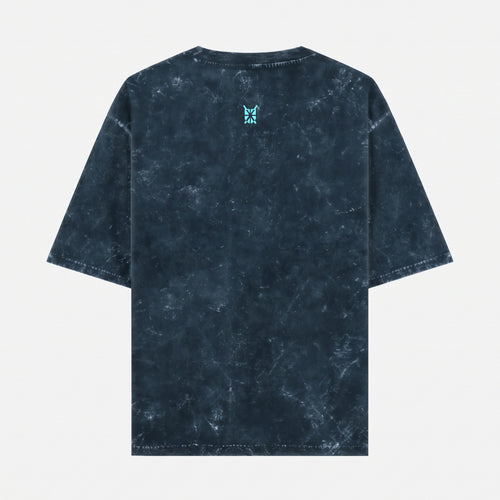 Acid Washed Grunge Arc Navy Blue Oversized T-Shirt (Unisex)