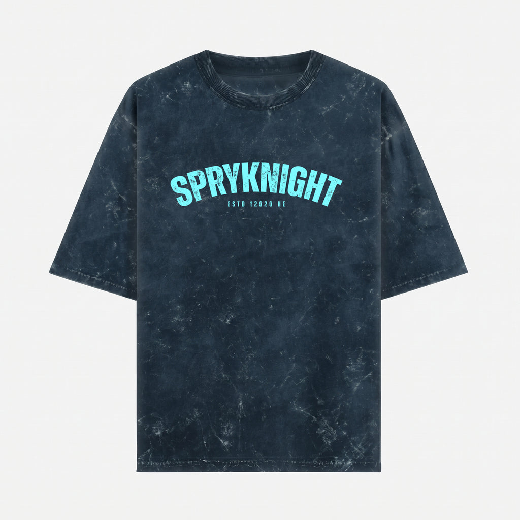 Acid Washed Grunge Arc Navy Blue Oversized T-Shirt (Unisex)