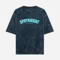 Acid Washed Grunge Arc Navy Blue Oversized T-Shirt (Unisex)