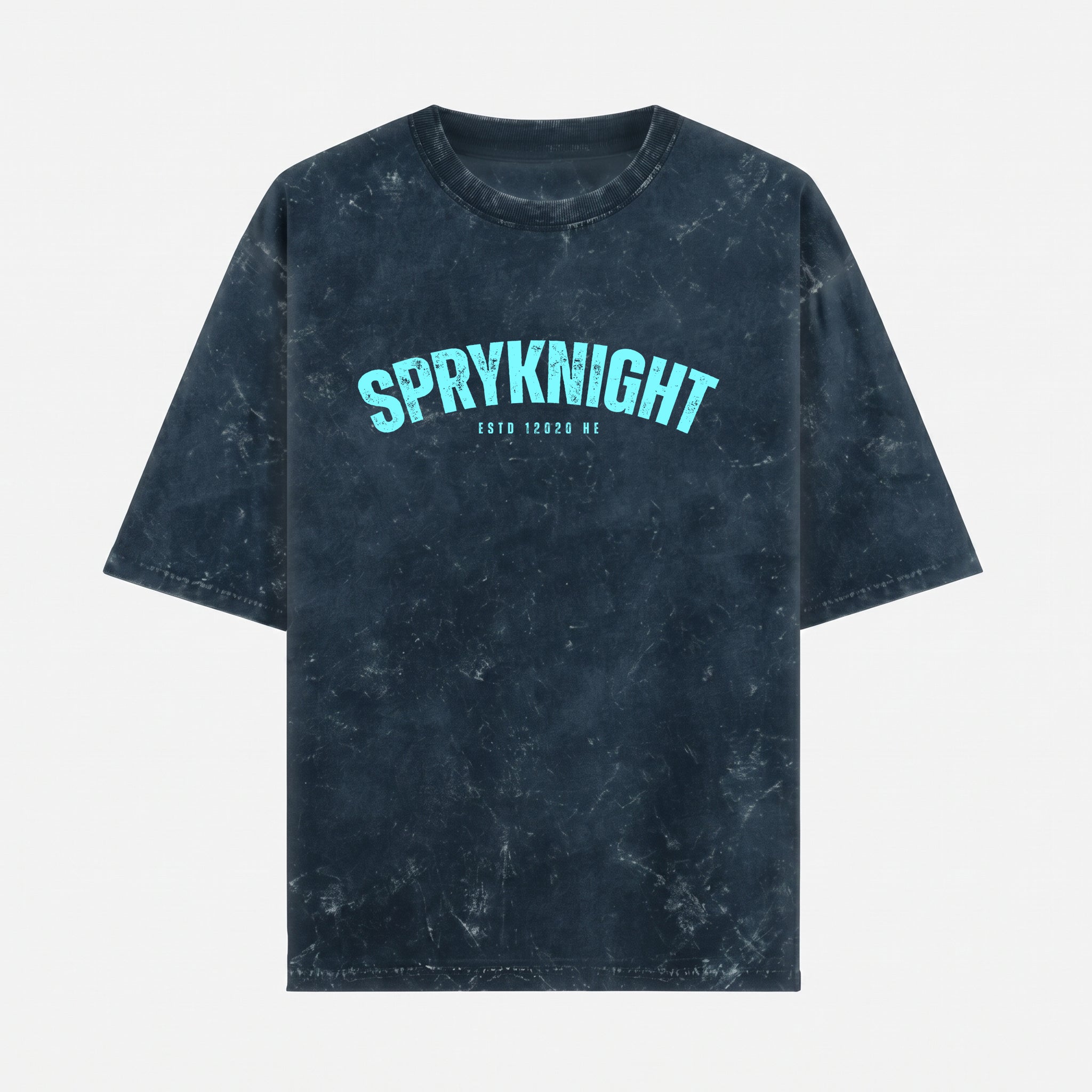 Acid Washed Grunge Arc Navy Blue Oversized T-Shirt (Unisex)