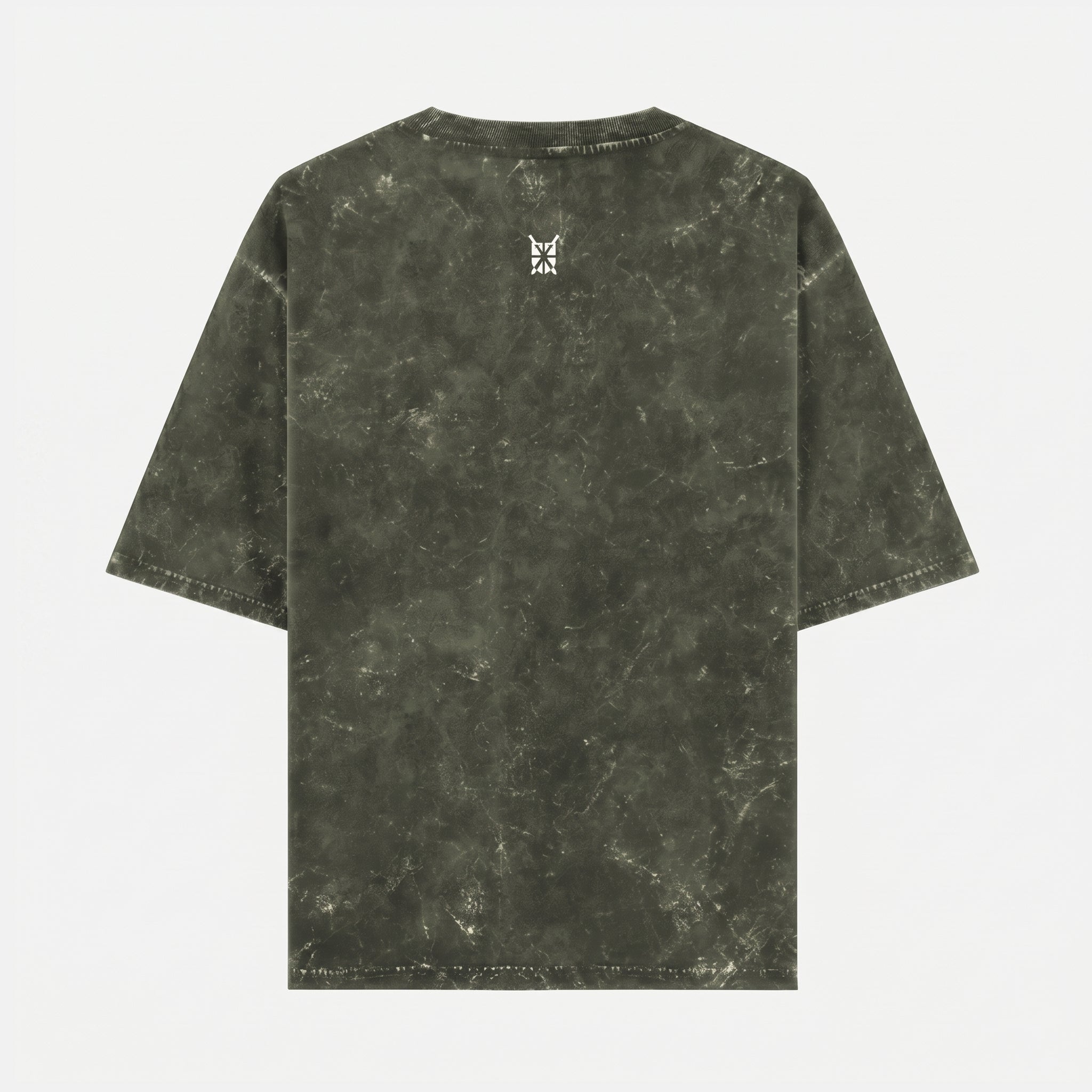 Acid Washed Grunge Arc Olive Green Oversized T-Shirt (Unisex)