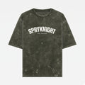 Acid Washed Grunge Arc Olive Green Oversized T-Shirt (Unisex)