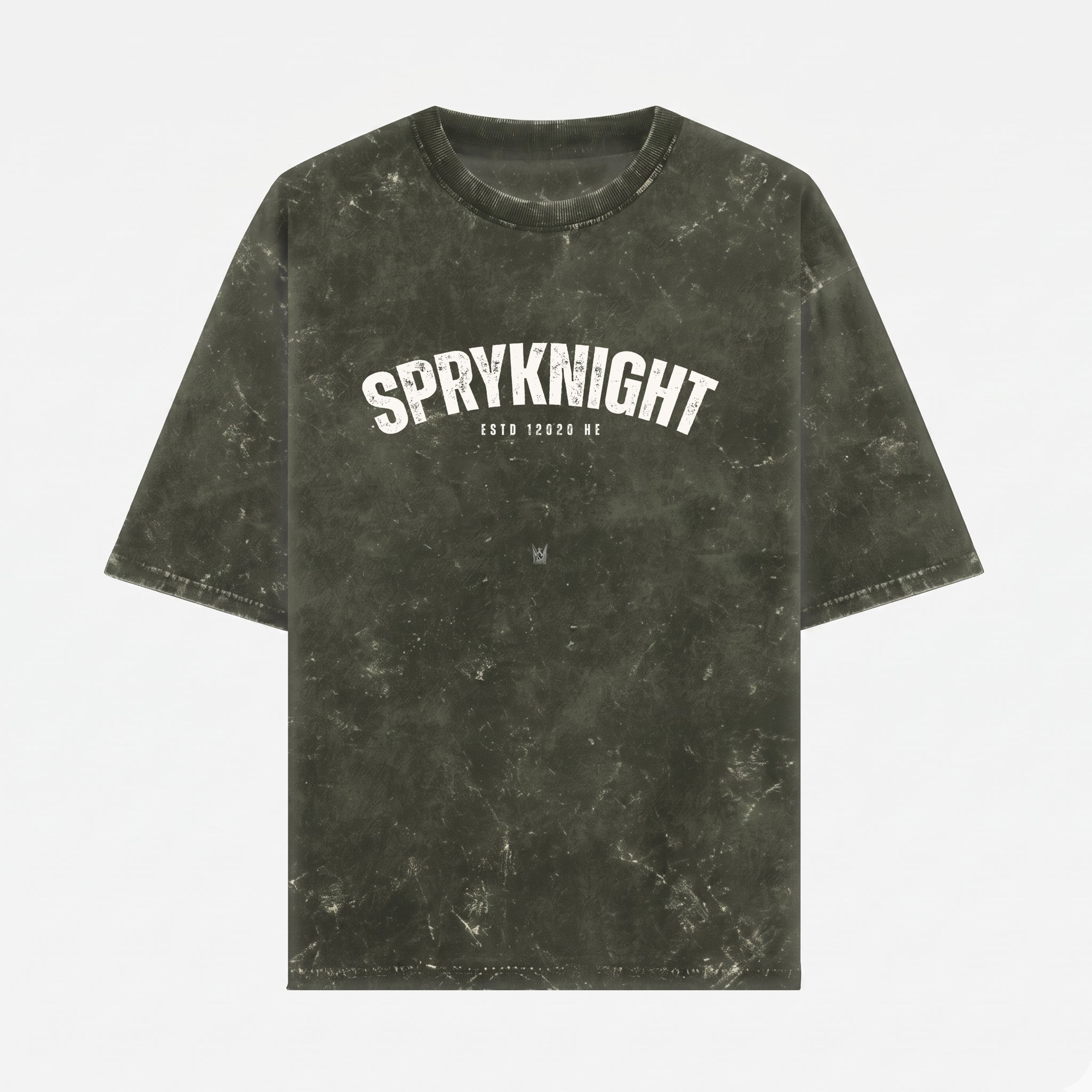 Acid Washed Grunge Arc Olive Green Oversized T-Shirt (Unisex)