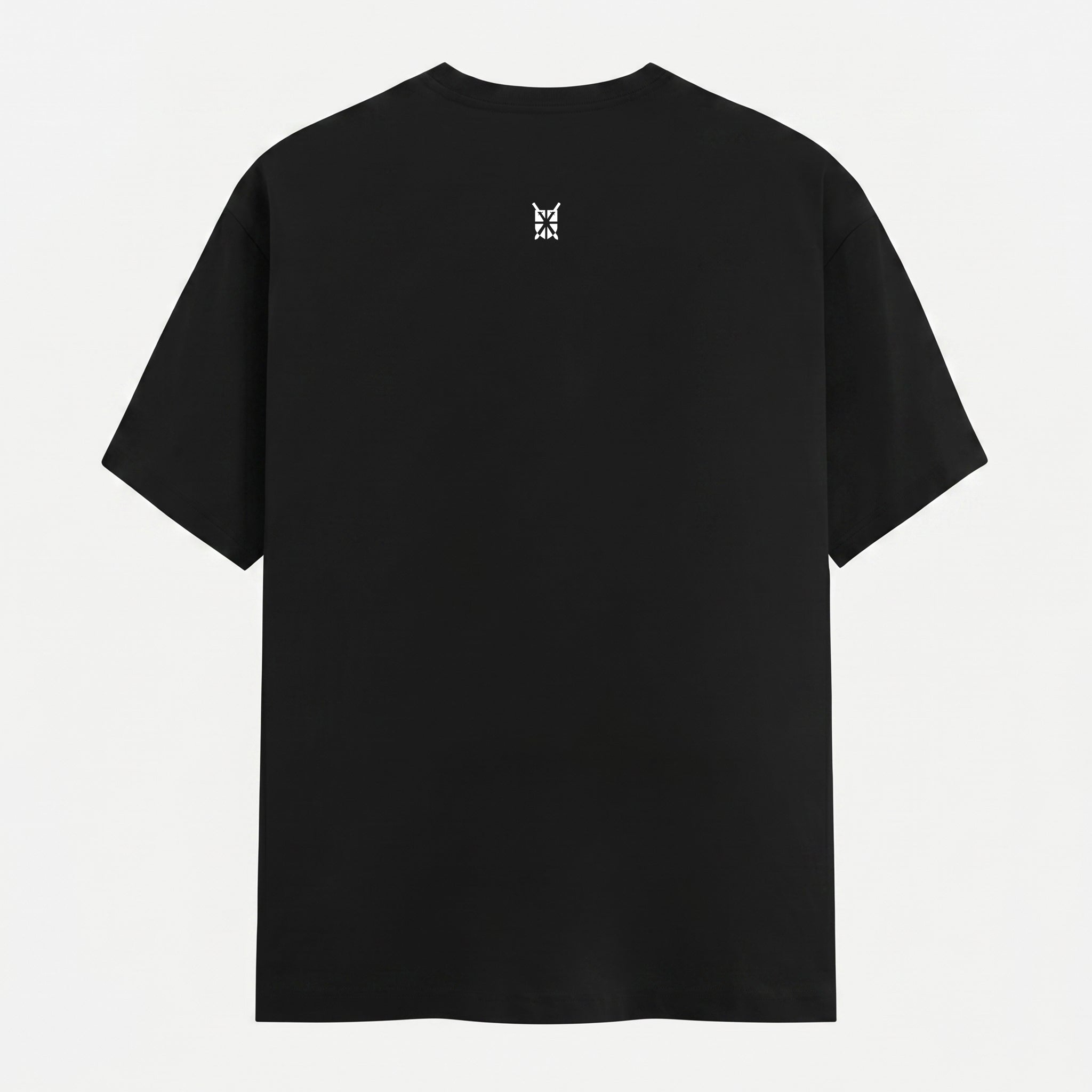 Classic Crew Neck Grunge Arc Emblem Black T-Shirt (Unisex)