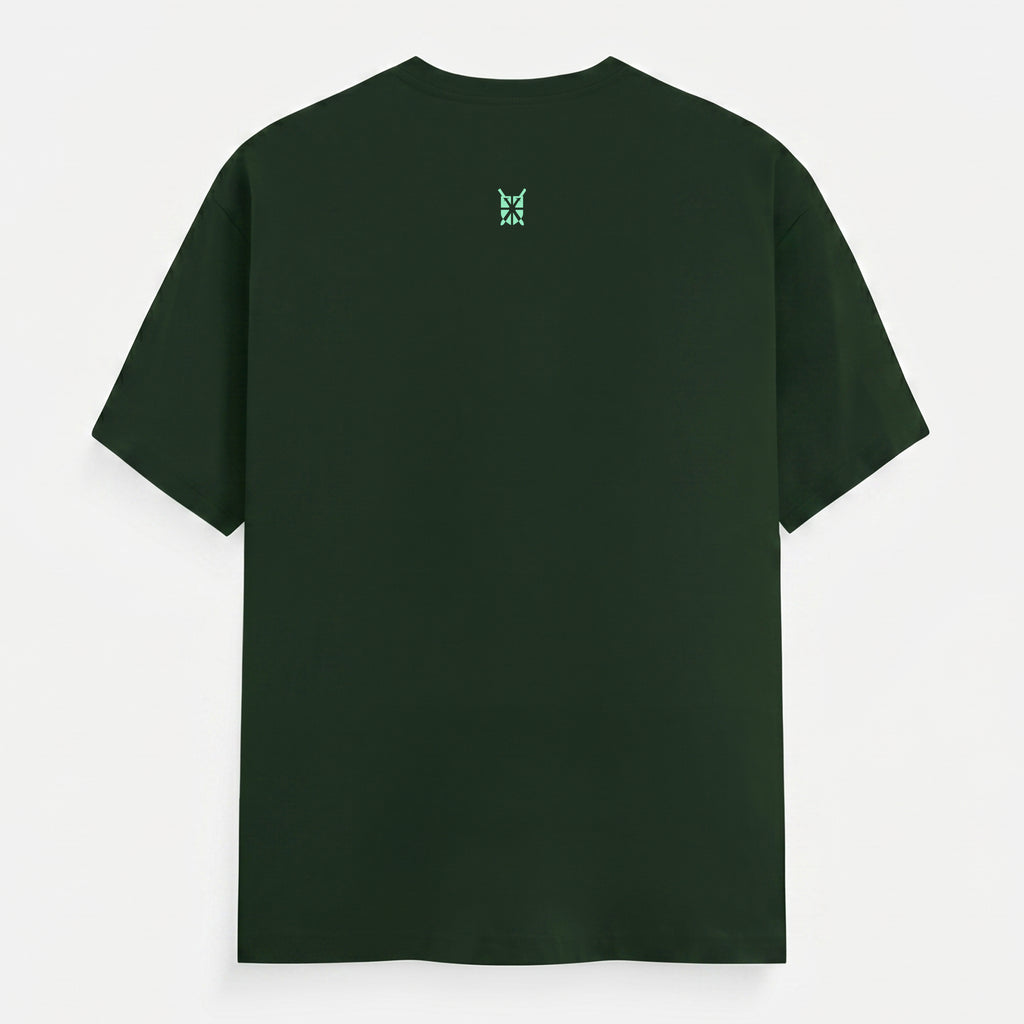 Classic Crew Neck Grunge Arc Emblem Bottle Green T-Shirt (Unisex)