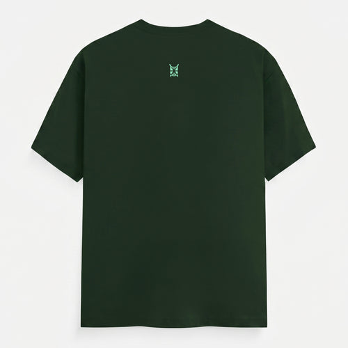 Classic Crew Neck Grunge Arc Emblem Bottle Green T-Shirt (Unisex)