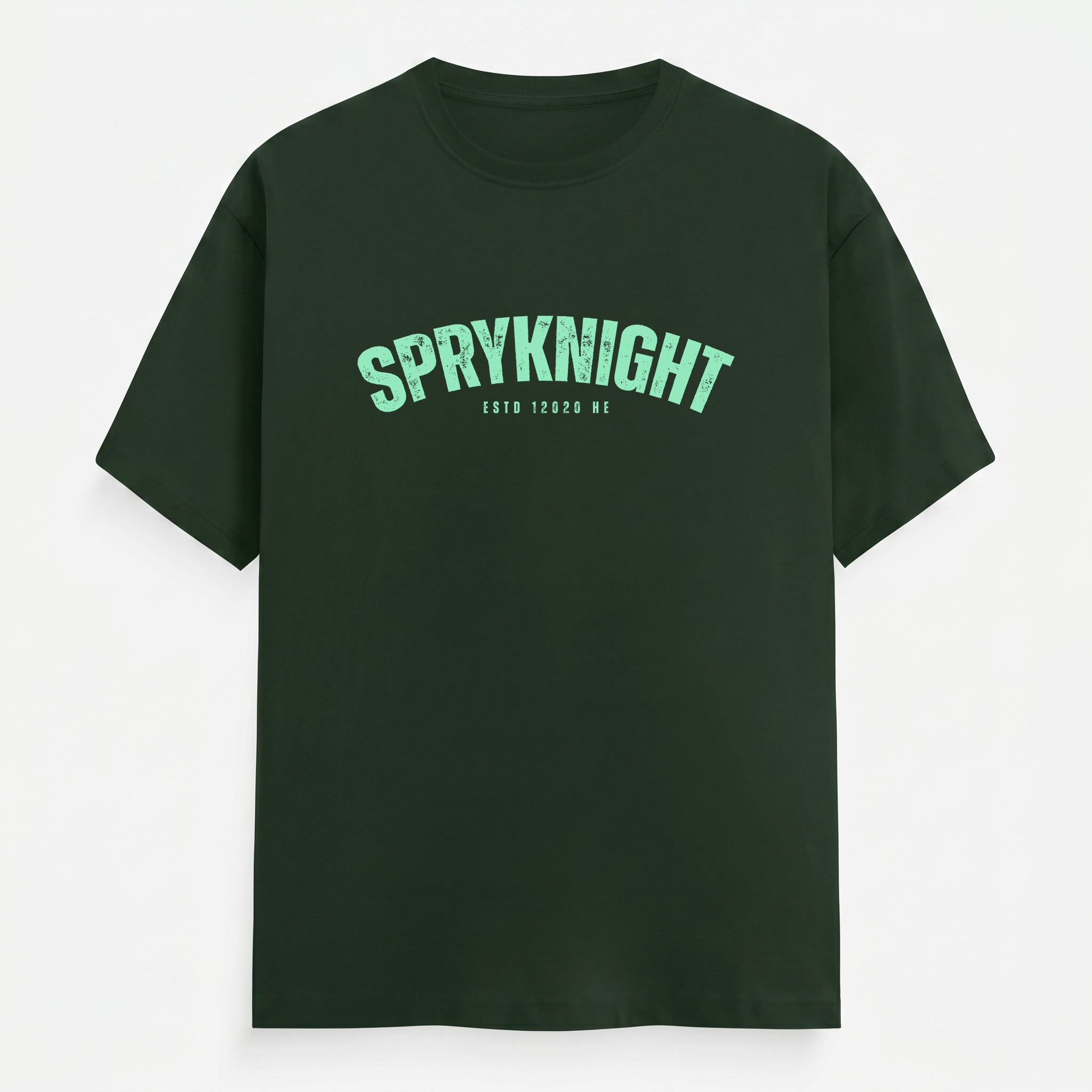 Classic Crew Neck Grunge Arc Emblem Bottle Green T-Shirt (Unisex)