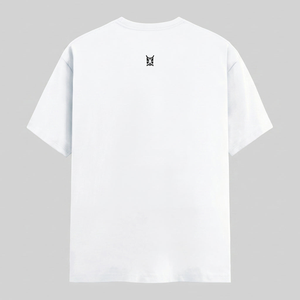 Classic Crew Neck Grunge Arc Emblem White T-Shirt (Unisex)