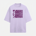 French Terry Oversized Lavender Geometric Emblem T-Shirt (Unisex)