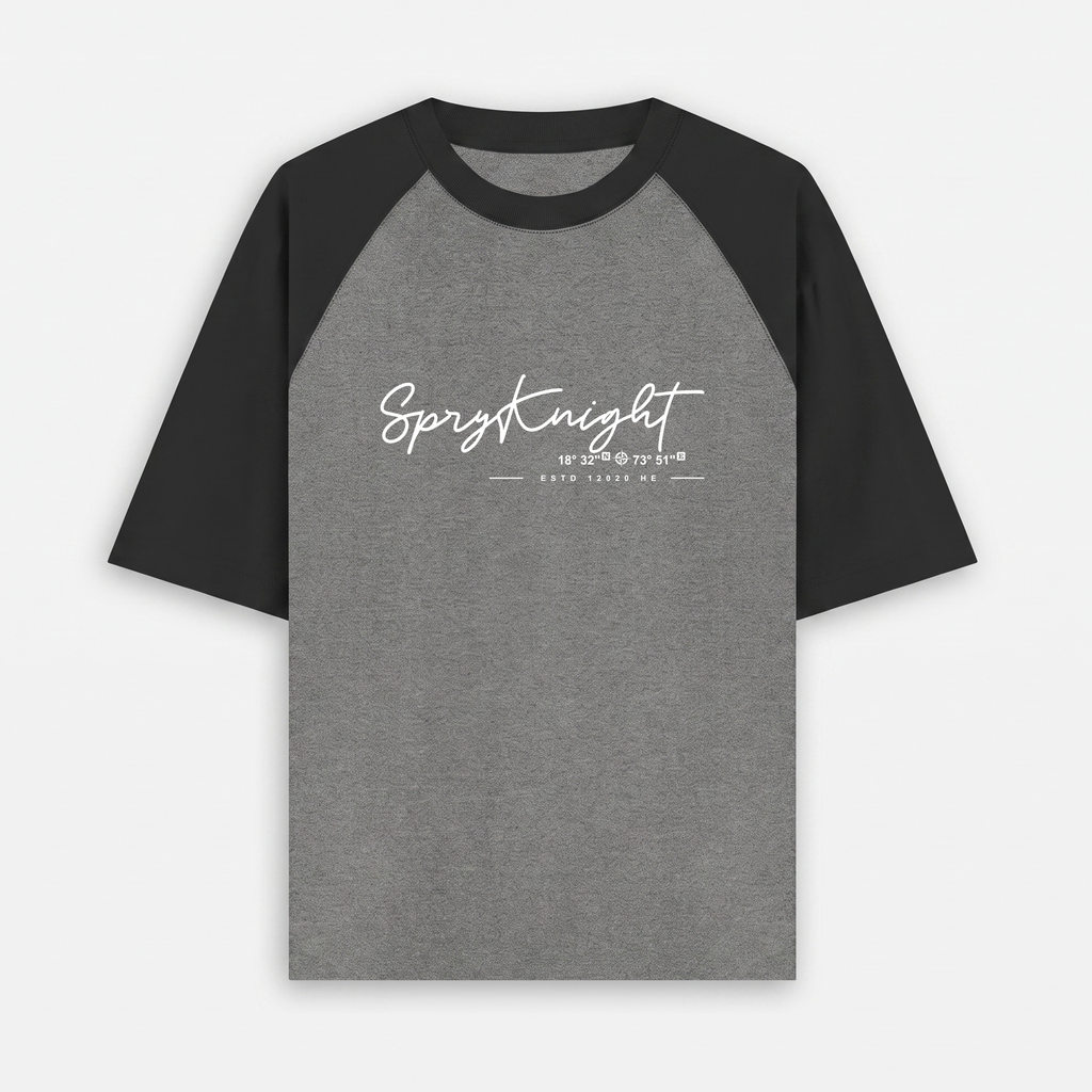 Oversized Raglan Black-Charcoal Melange T-Shirt (Unisex)
