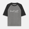 Oversized Raglan Black-Charcoal Melange T-Shirt (Unisex)