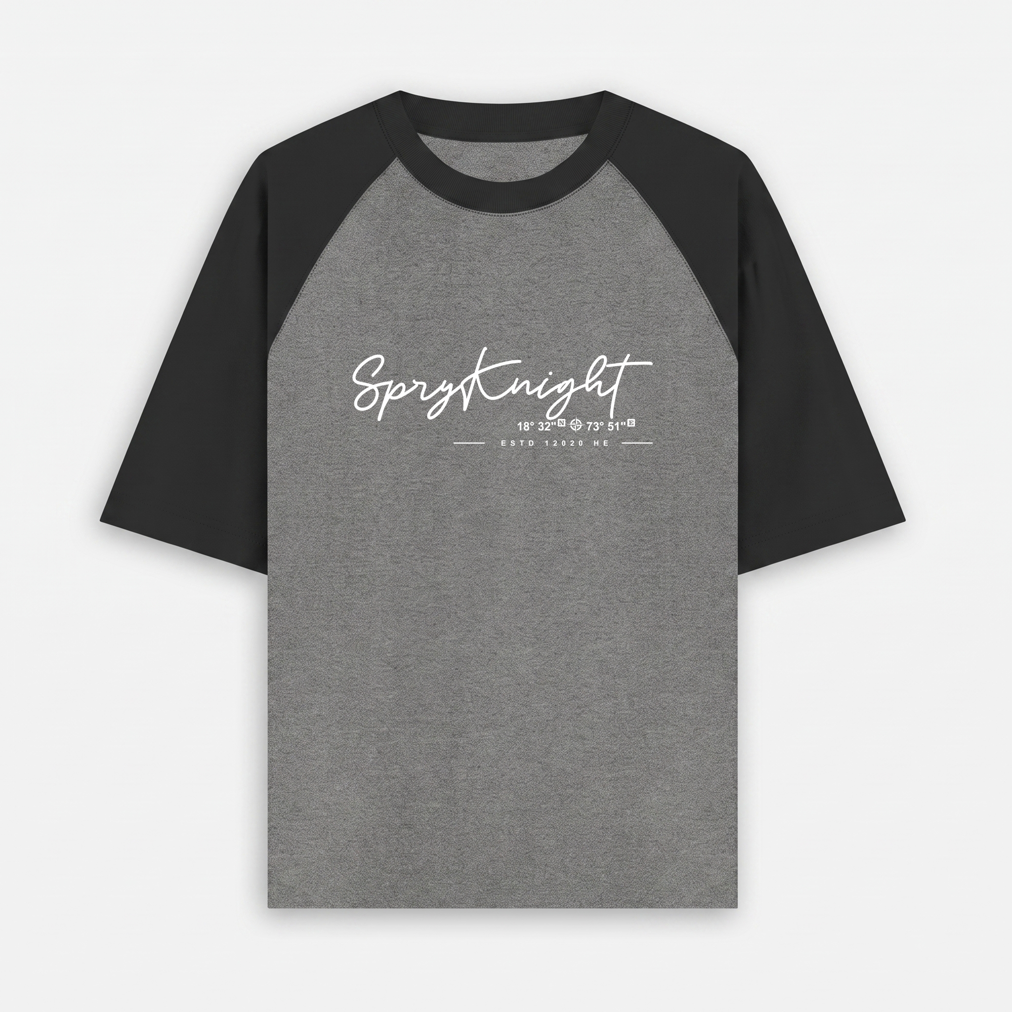 Oversized Raglan Black-Charcoal Melange T-Shirt (Unisex)