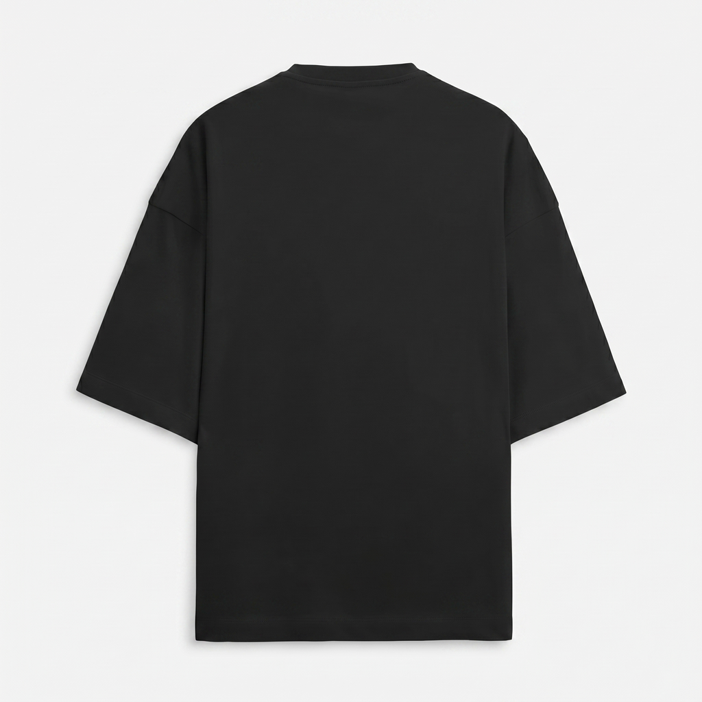 French Terry Black Oversized T-Shirt (Unisex)