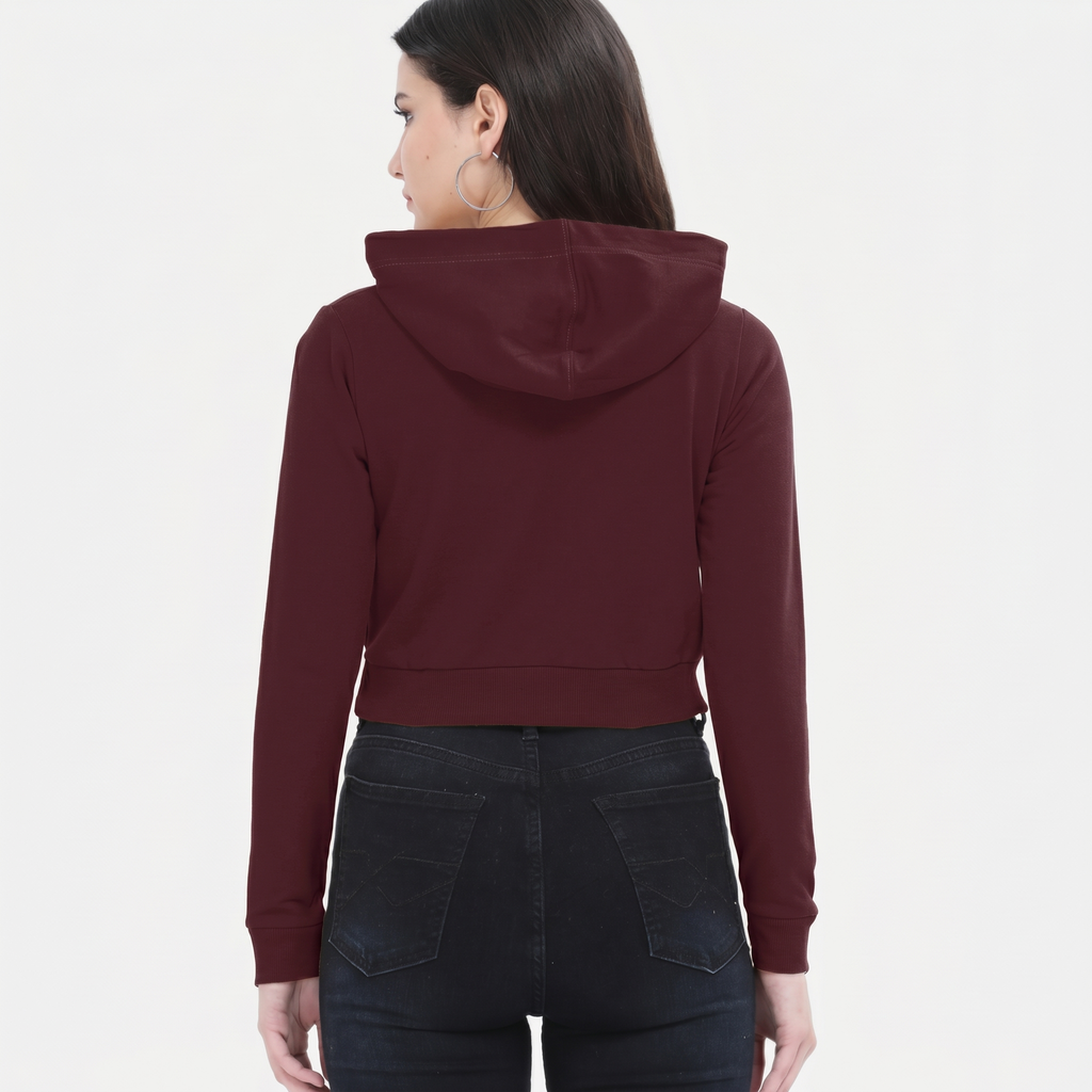 Women's Maroon Cropped Hoodie