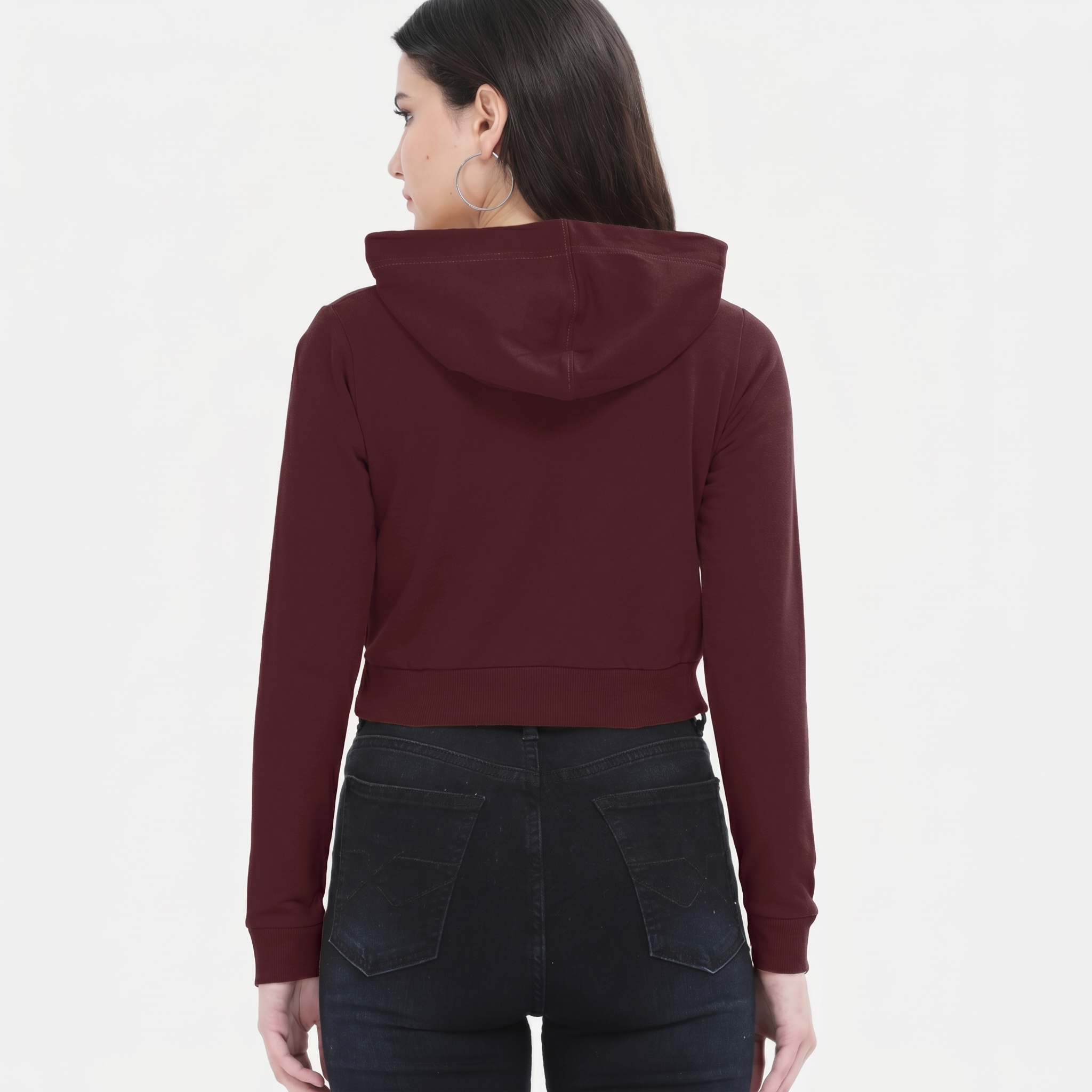 Women's Maroon Cropped Hoodie
