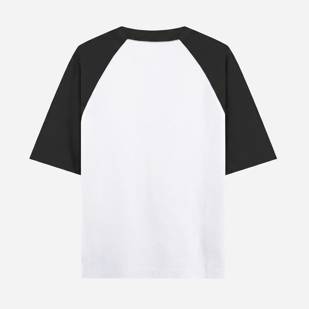 Oversized Raglan White-Black T-Shirt (Unisex)