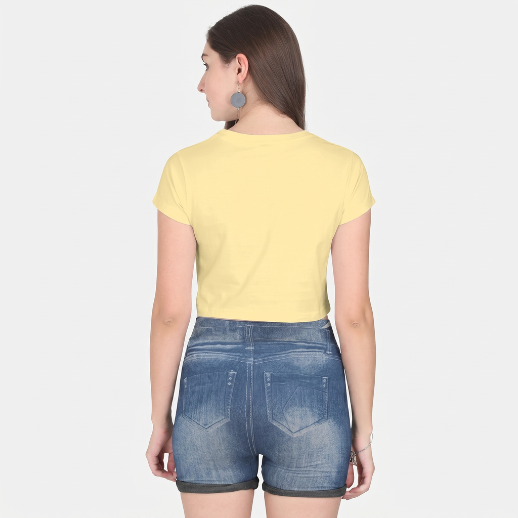 Women's Beige Cropped Tee Top