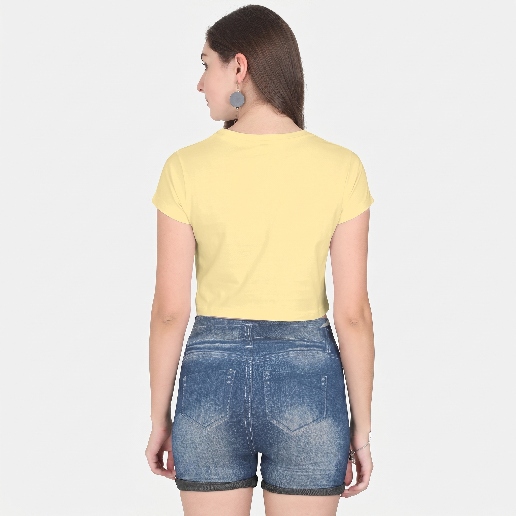 Women's Beige Cropped Tee Top