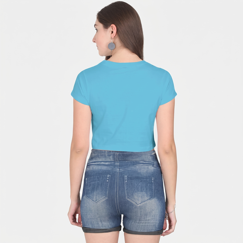 Women's Sky Blue Cropped Tee Top
