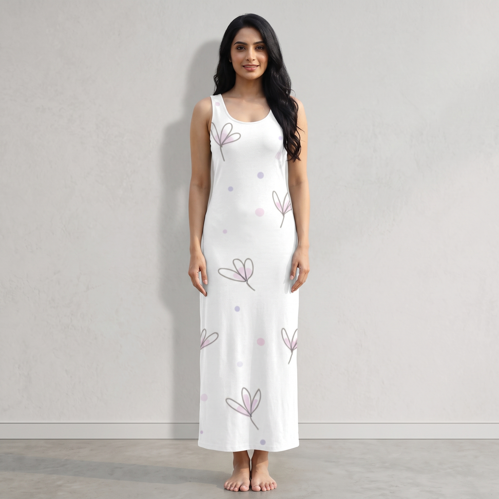 Women's All Over Print White-Pink Floral Print Bodycon Dress