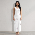 Women's All Over Print White-Pink Floral Print Bodycon Dress