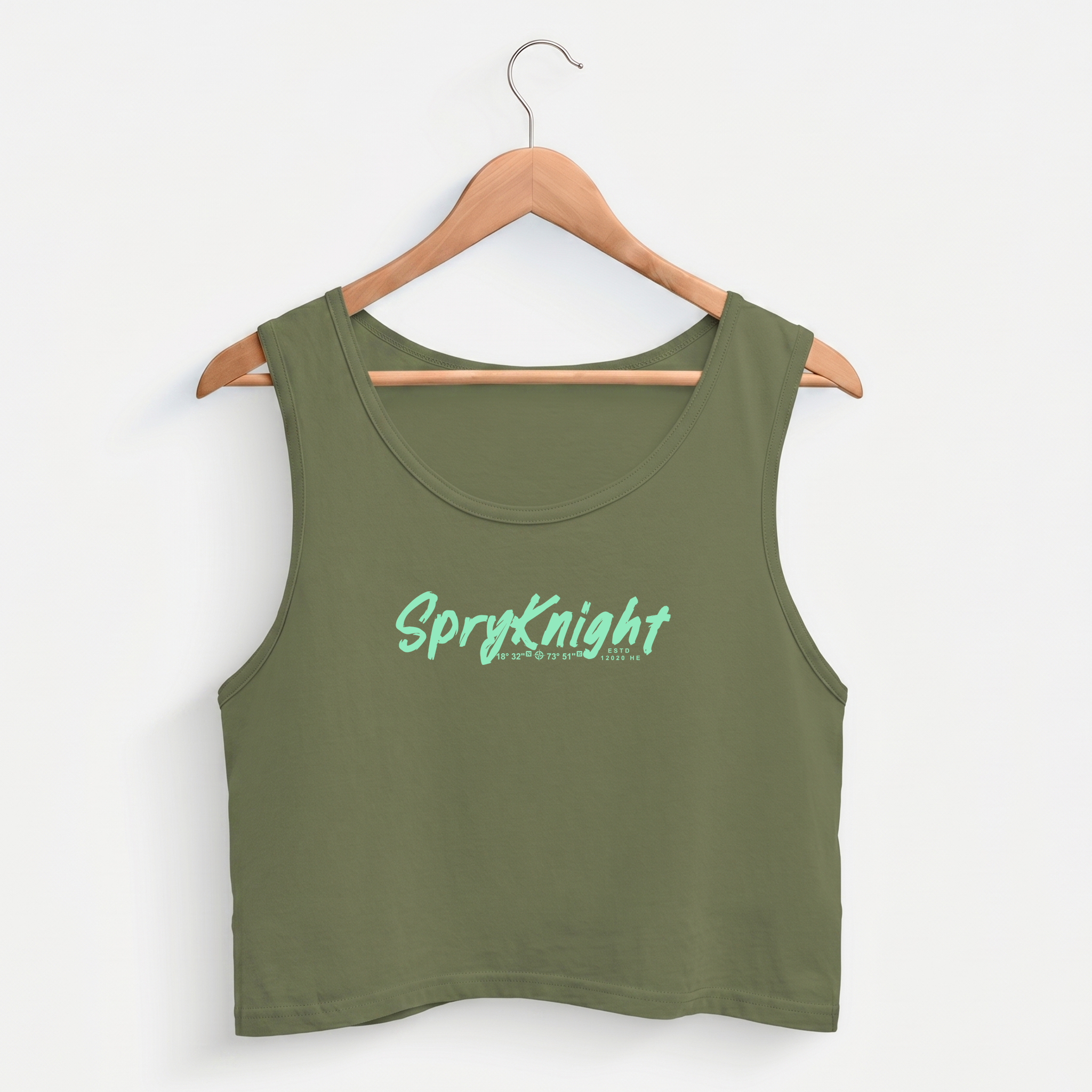 Women's Olive Green Cropped Tank Top