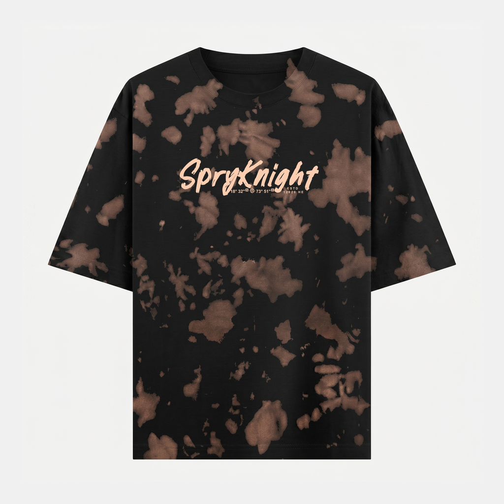 Tie Dye Oversized Script Emblem Brown-Black T-Shirt (Unisex)