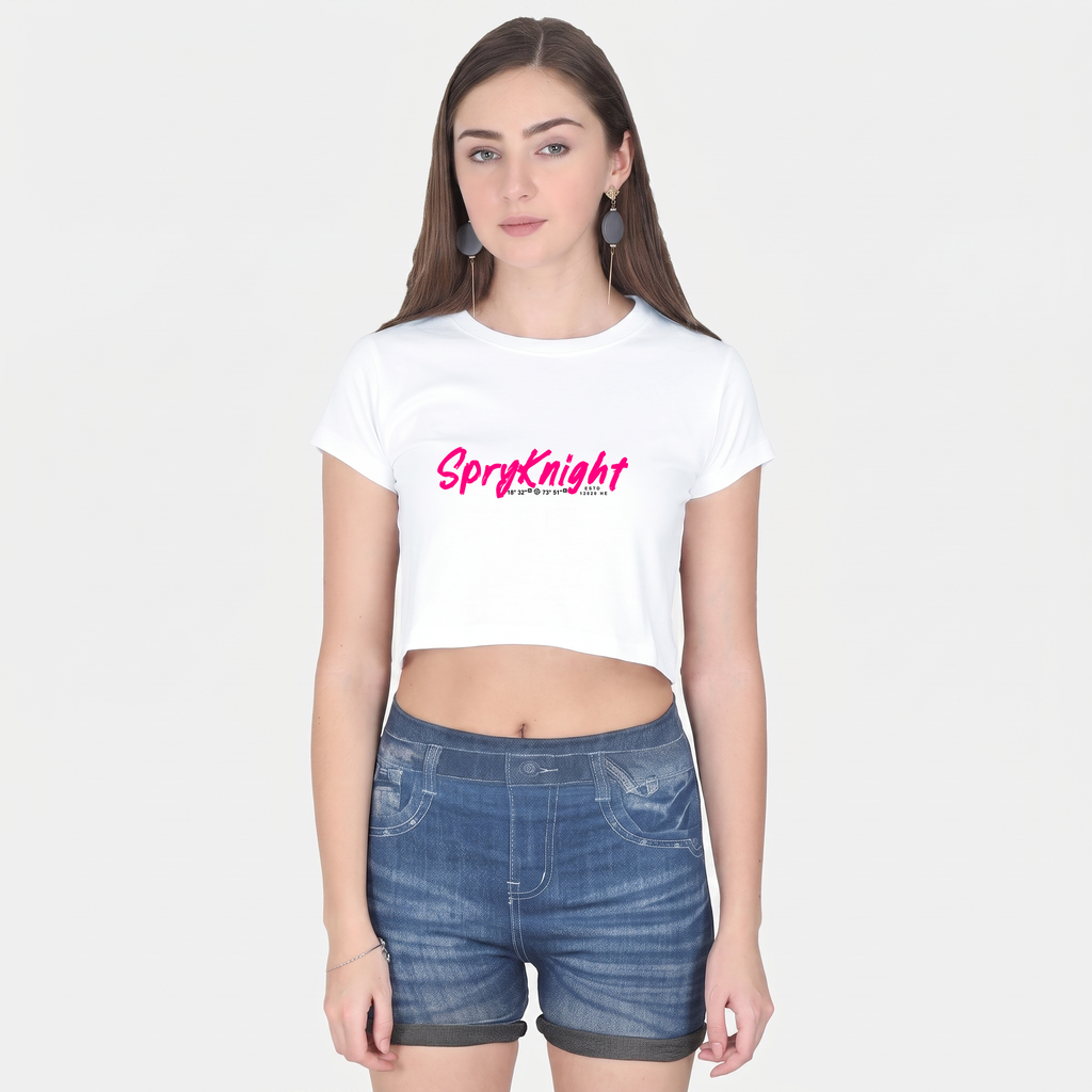 Women's White Cropped Tee Top