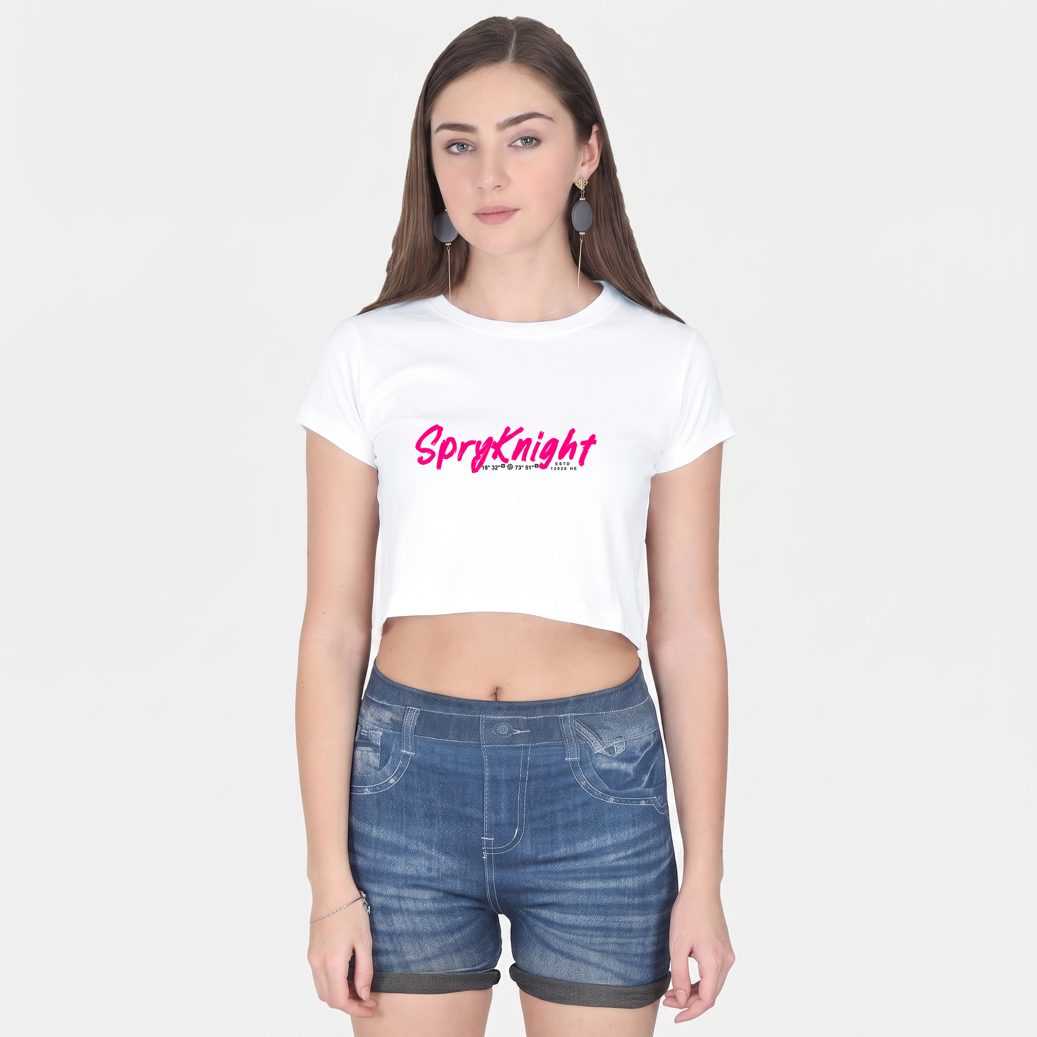 Women's White Cropped Tee Top