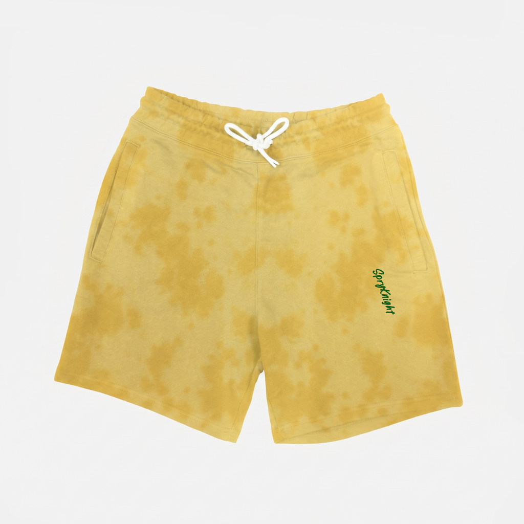 Tie Dye Script Emblem Yellow Shorts (Unisex)