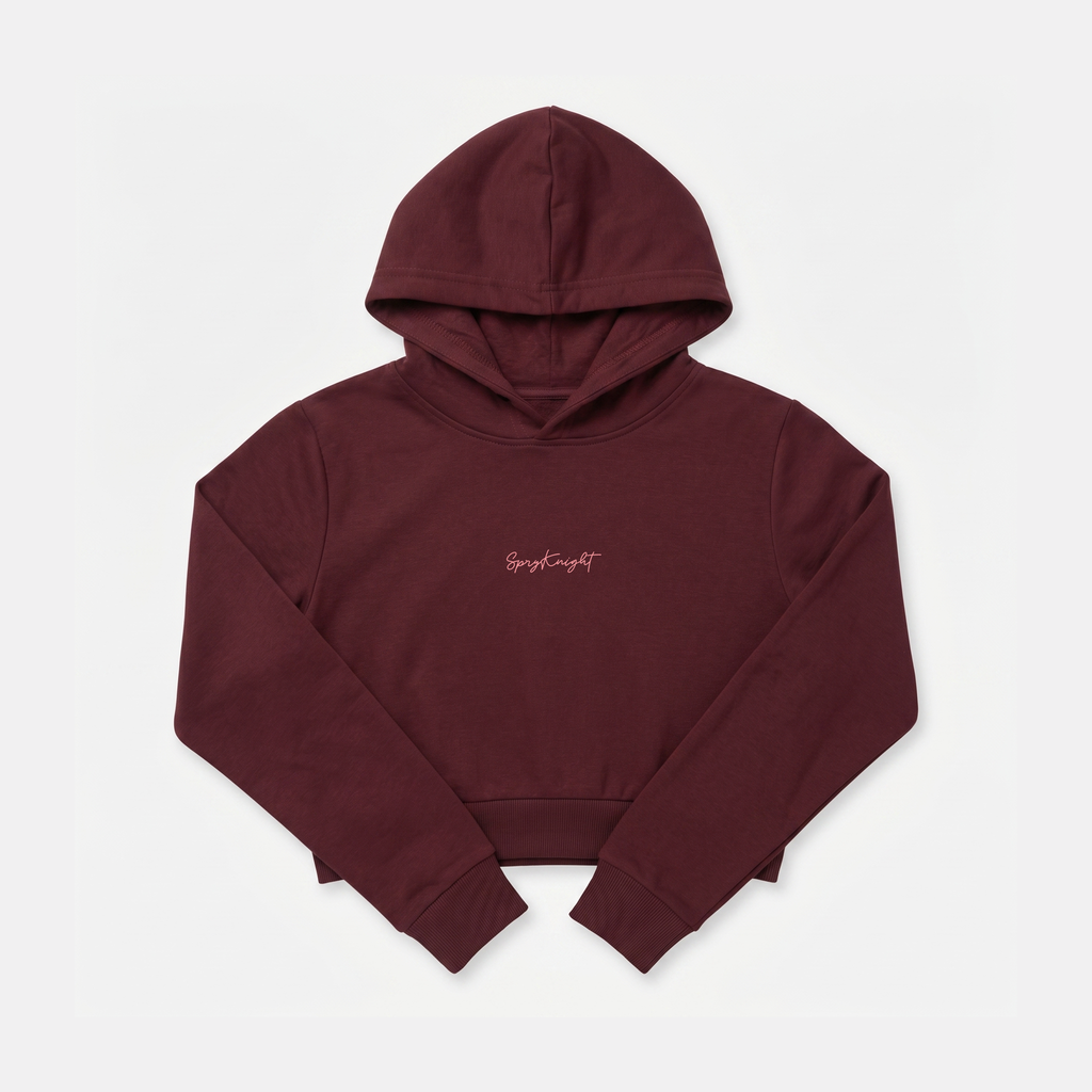 Women's Maroon Cropped Hoodie