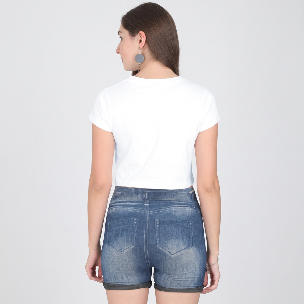 Women's White Cropped Tee Top