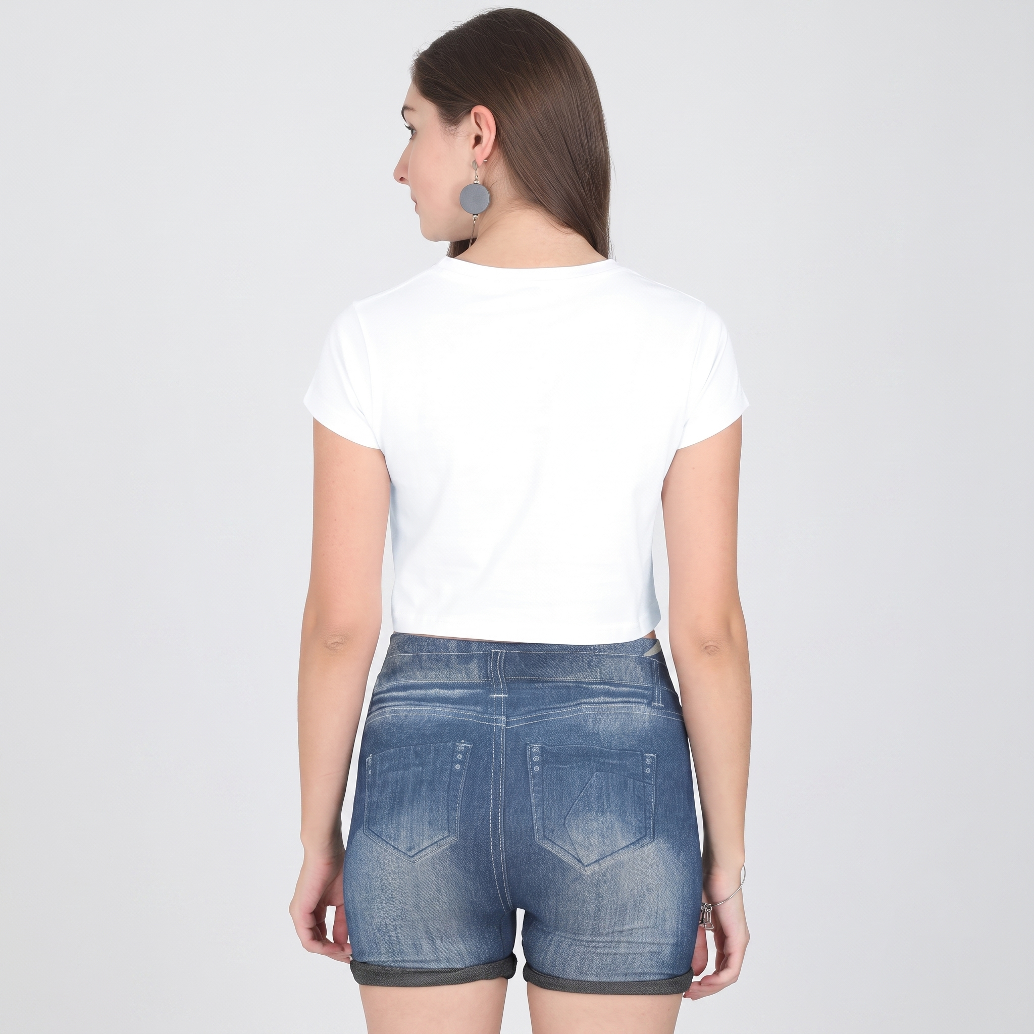 Women's White Cropped Tee Top