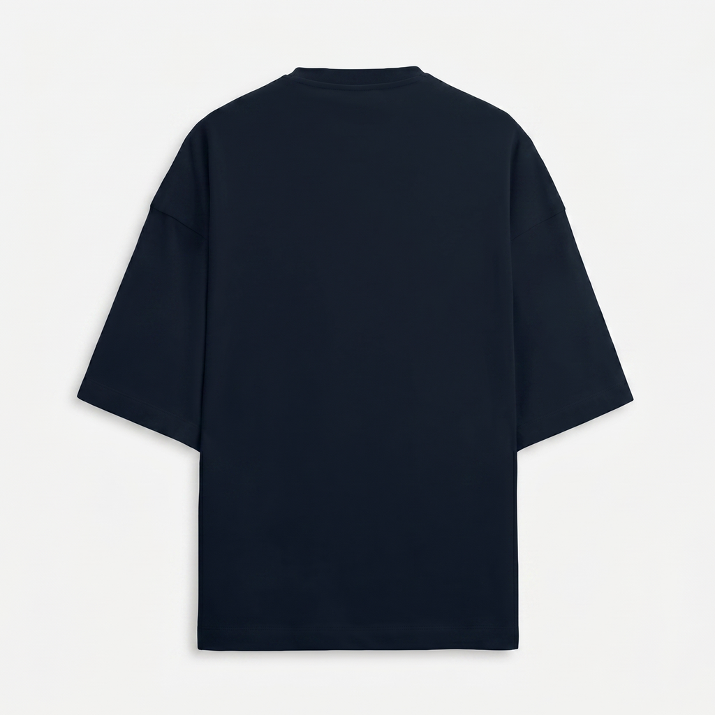 French Terry Navy Blue Oversized T-Shirt (Unisex)