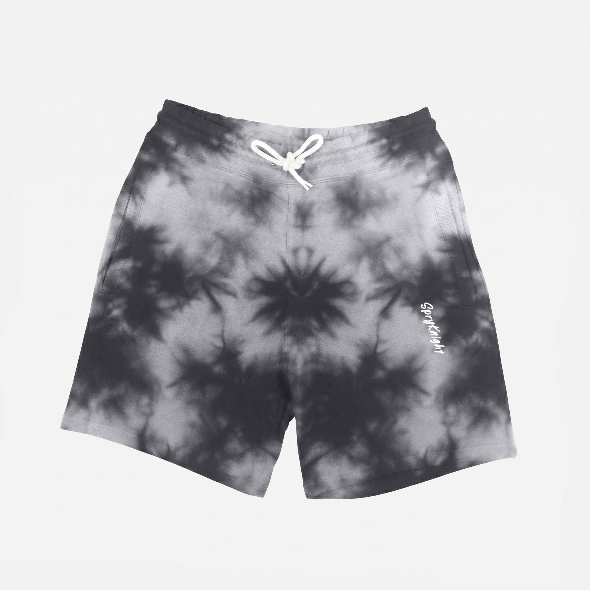 Tie Dye Script Emblem Black-White Shorts (Unisex)