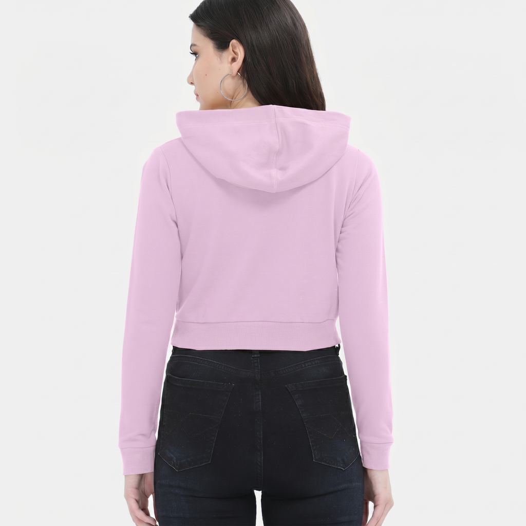 Women's Light Baby Pink Cropped Hoodie
