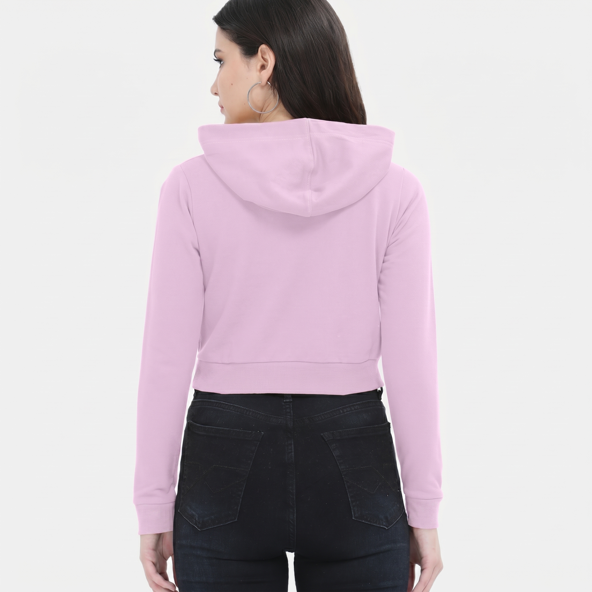 Women's Light Baby Pink Cropped Hoodie