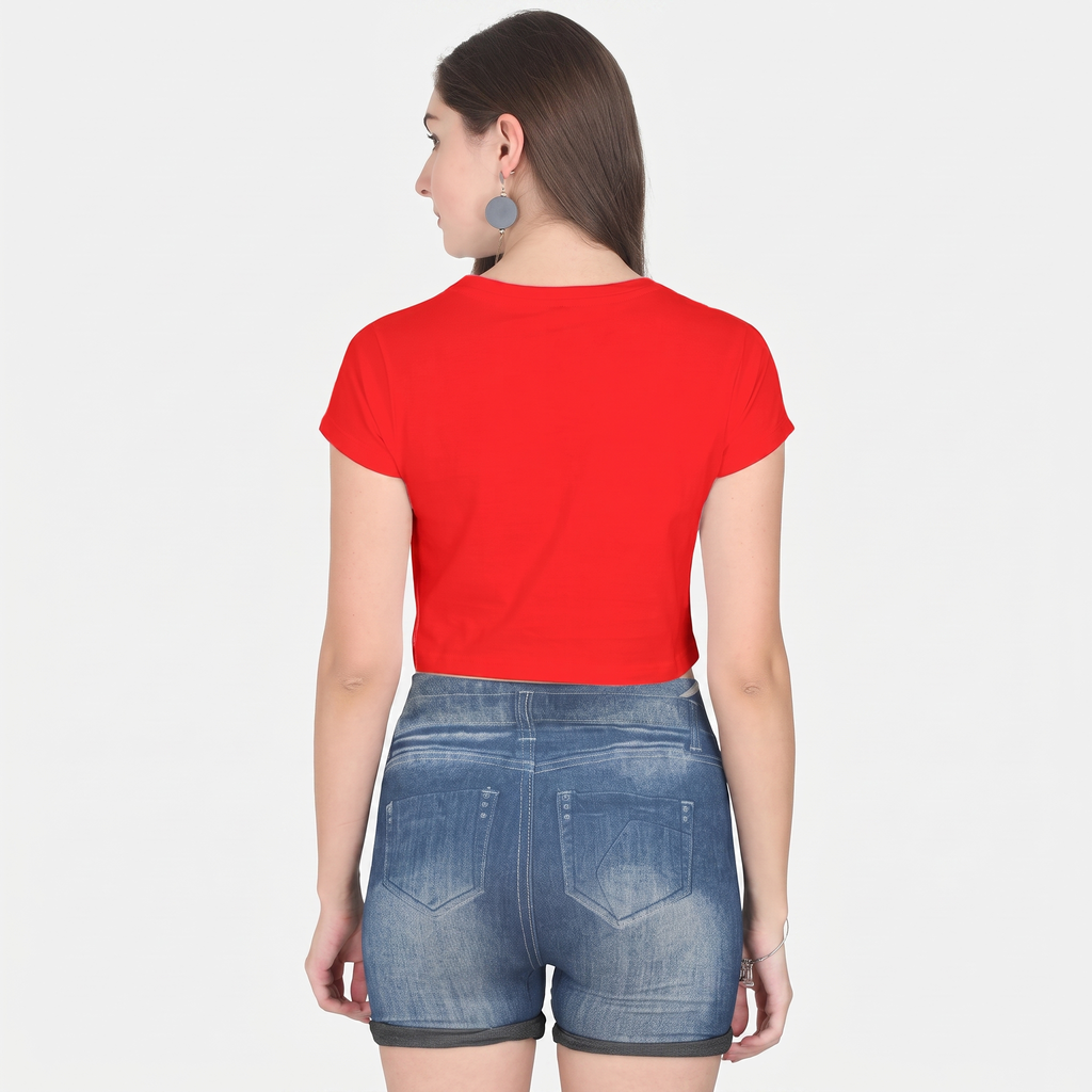 Women's Red Cropped Tee Top