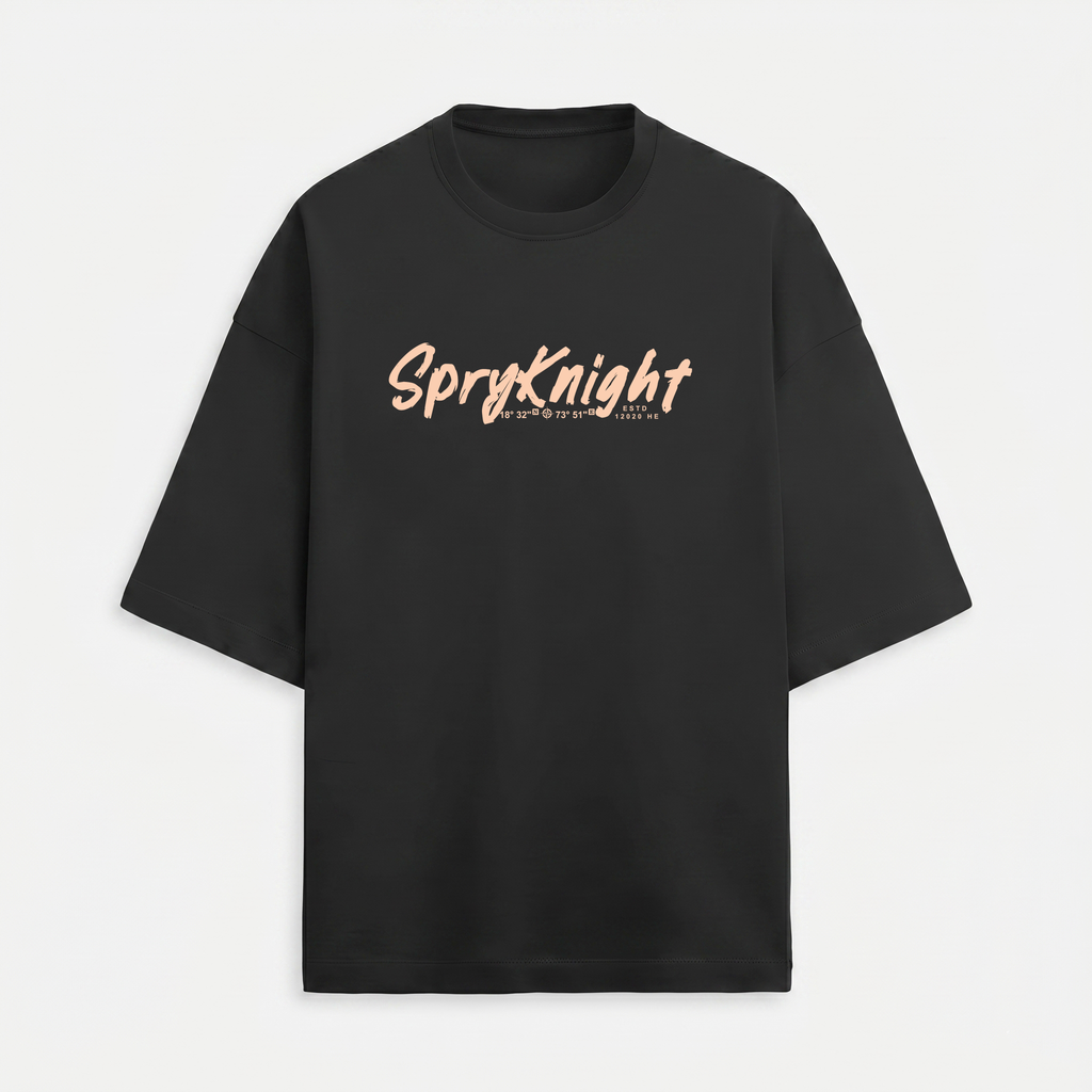 French Terry Black Oversized T-Shirt (Unisex)