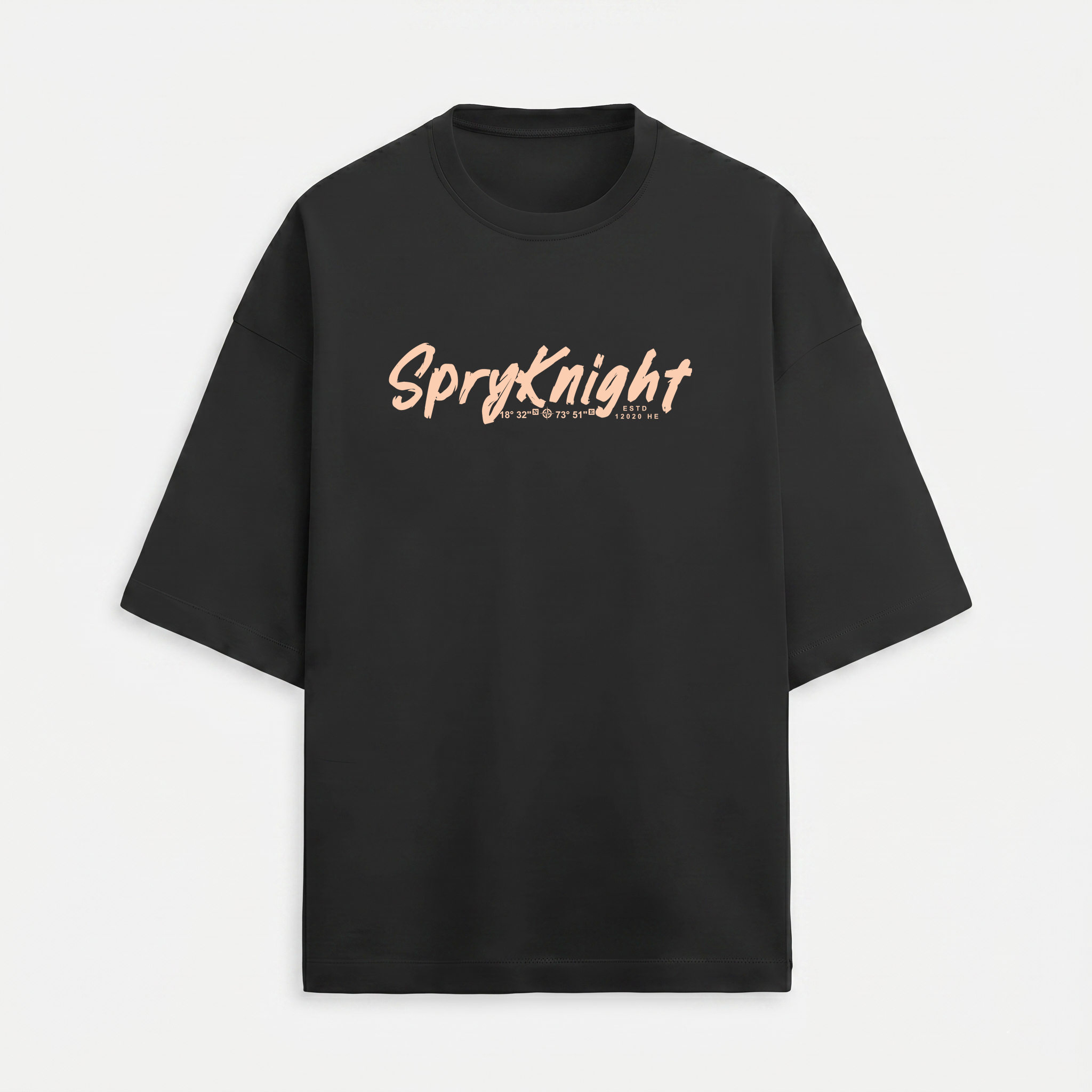 French Terry Black Oversized T-Shirt (Unisex)