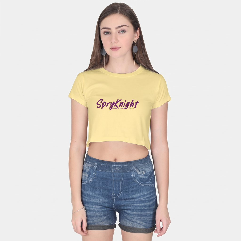 Women's Beige Cropped Tee Top