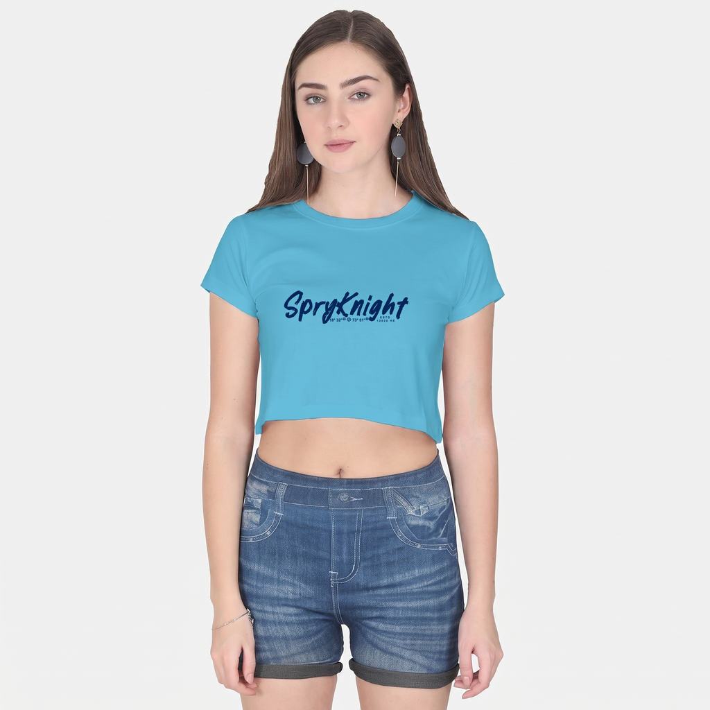 Women's Sky Blue Cropped Tee Top